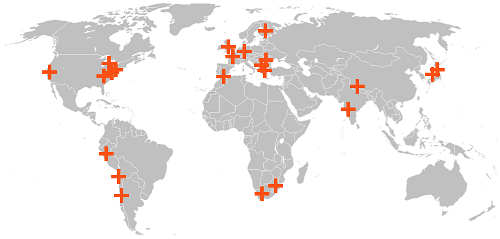 Global map showing locations of copper clinical trials